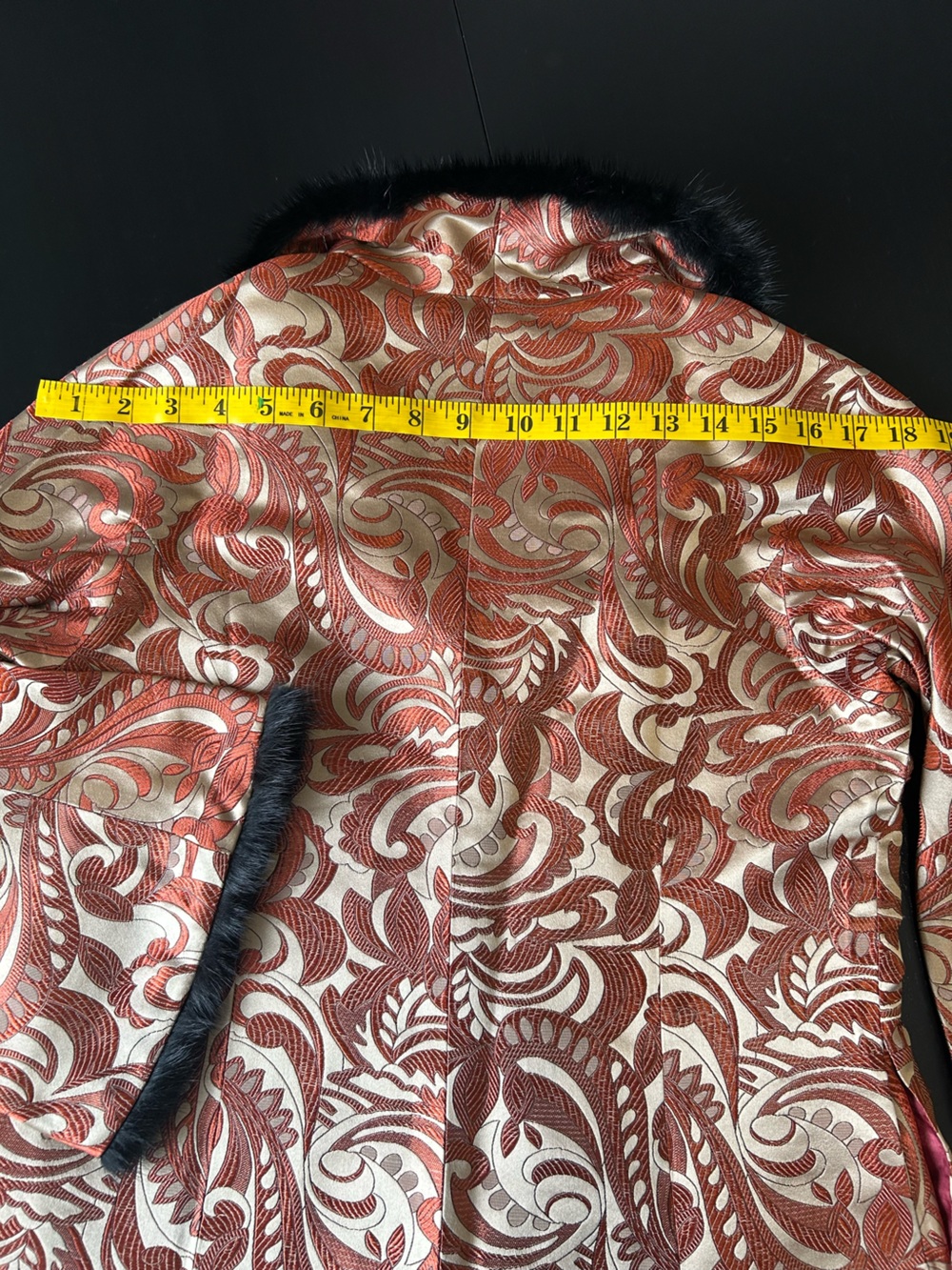 100% SILK Brocade Jacket Mandarin Collar Frog Closure Vintage Glam Statement - Picture 14 of 16